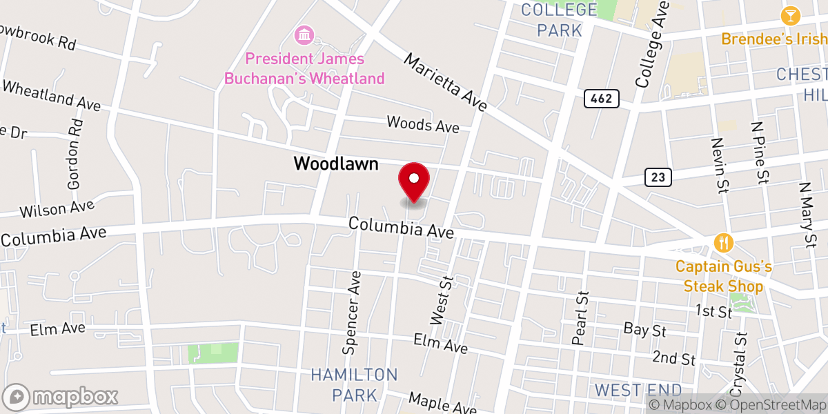 Map showing location of Lancaster First Assembly of God