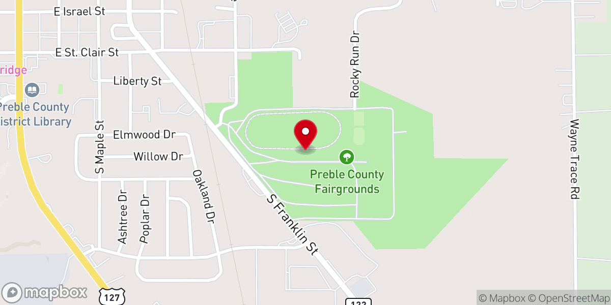Map showing location of Preble County Fairgrounds