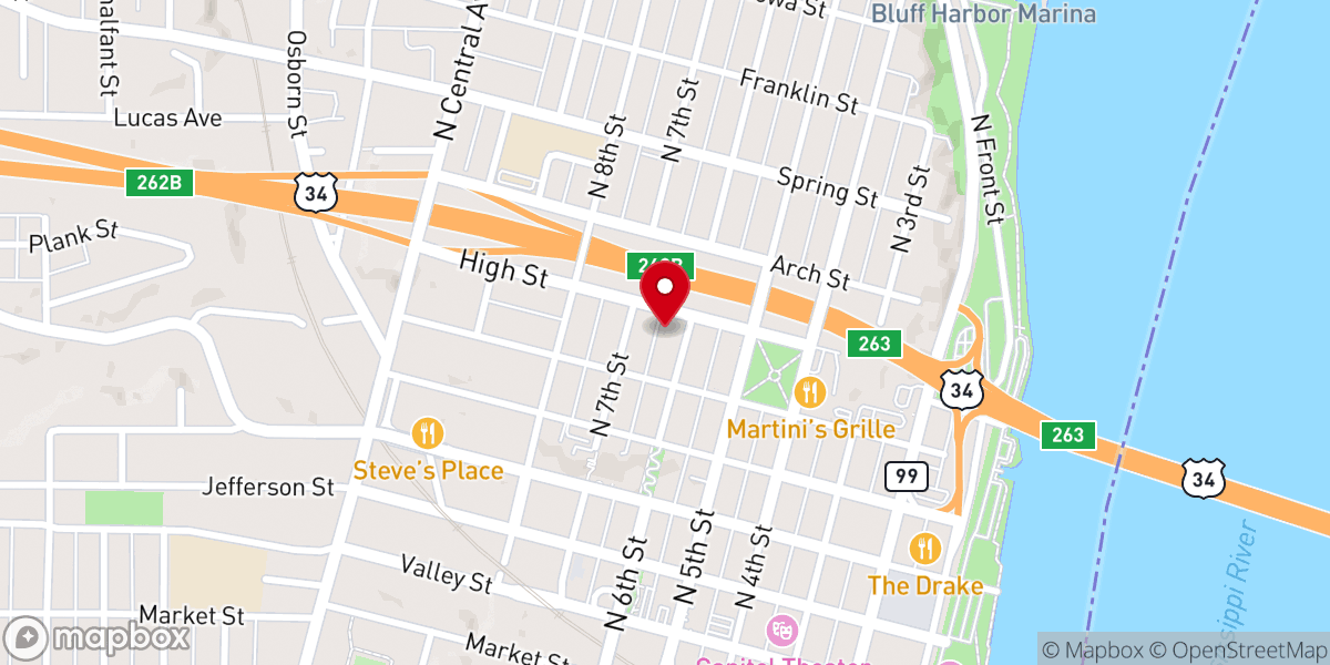 Map showing location of Unitarian Universalist Fellowship