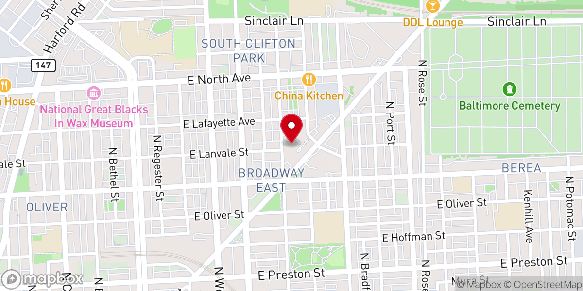 Map showing location of Southern Baptist Church