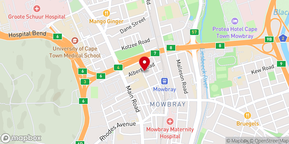 Map showing location of One Life Church Cape Town Mowbray