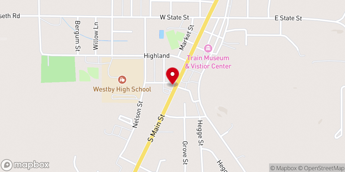 Map showing location of Westby Coon Prairie Lutheran