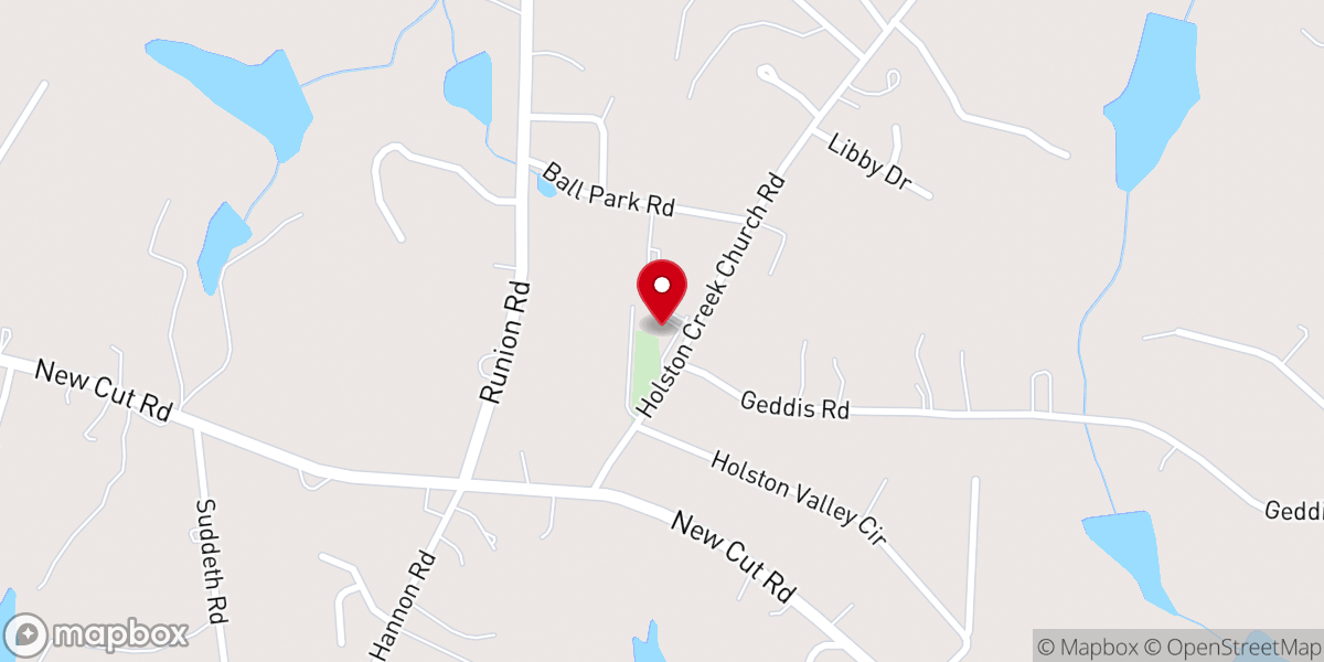 Map showing location of Holston Creek Baptist Church