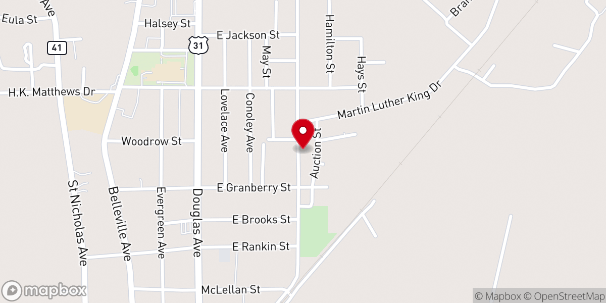 Map showing location of Baptist Hill Baptist Church
