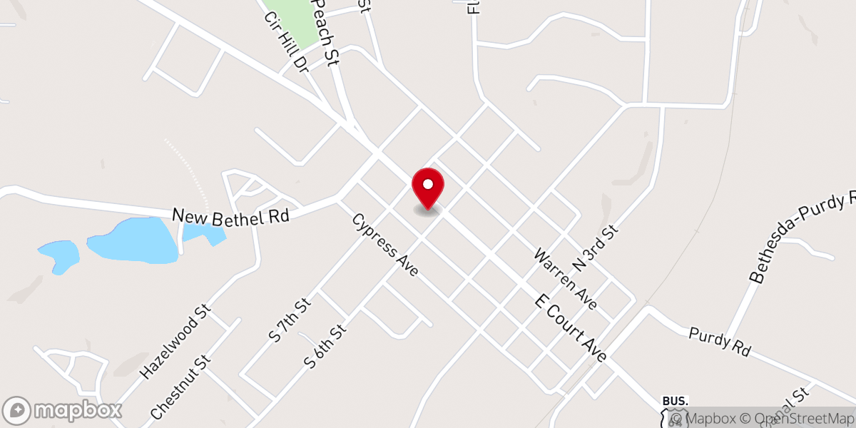 Map showing location of First Baptist Church