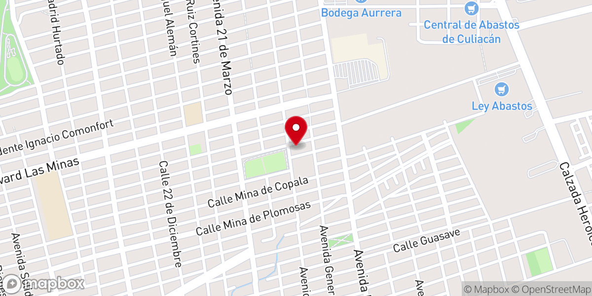 Map showing location of Iglesia Bautista Huerto de Eden