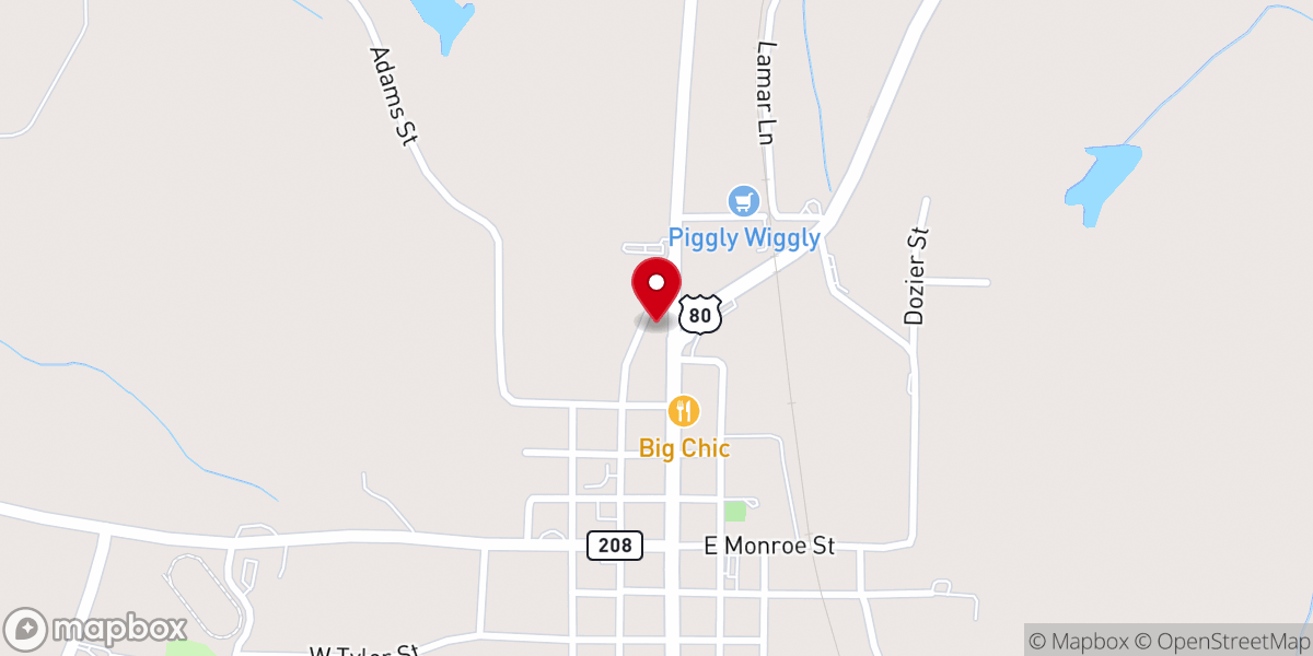 Map showing location of Shady Grove Baptist Church