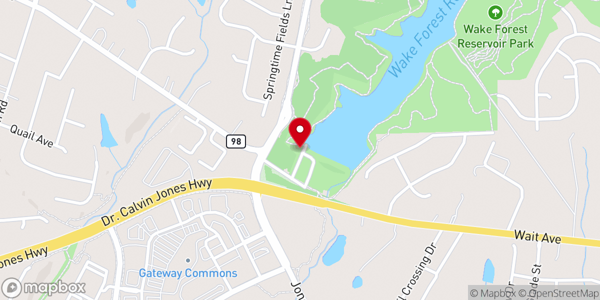 Map showing location of Wake Forest Reservoir Soft Trails