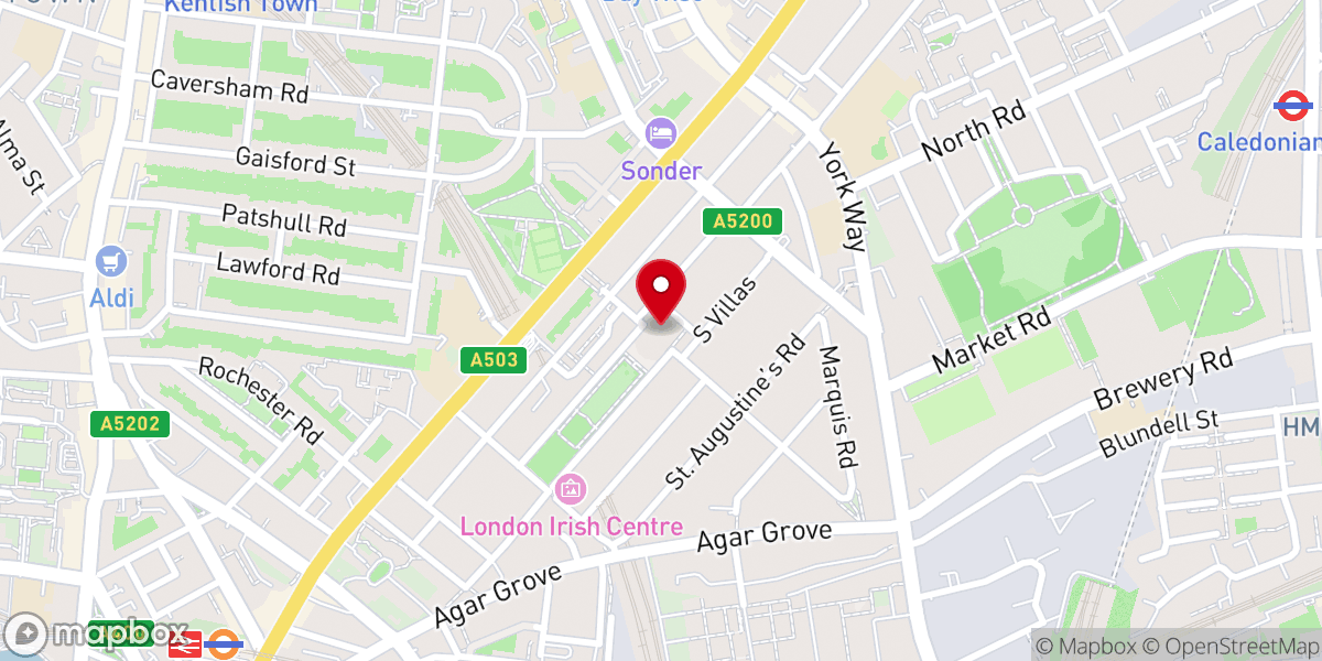 Map showing location of St Paul's Church, Camden Square