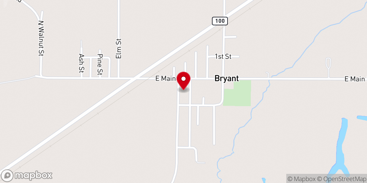 Map showing location of Bryant Christian Church