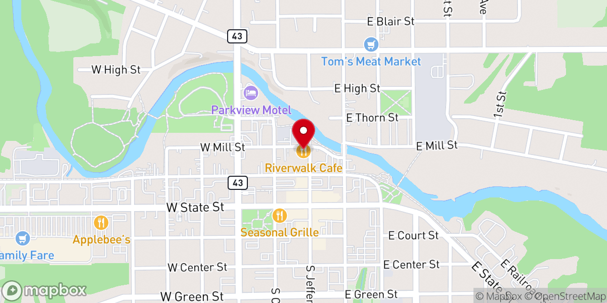 Map showing location of Hastings Riverwalk Cafe