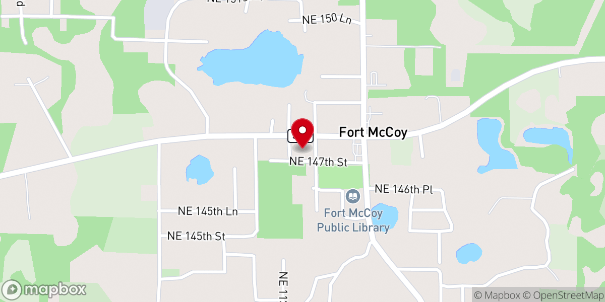 Map showing location of First Baptist Church Fort McCoy