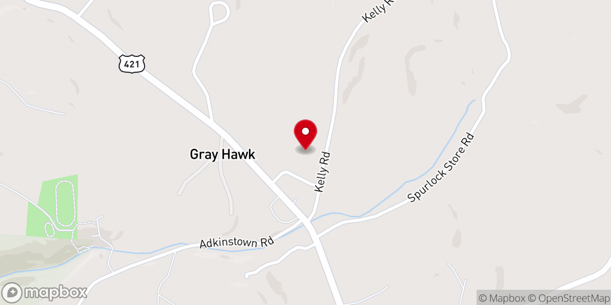 Map showing location of Gray Hawk Baptist Church