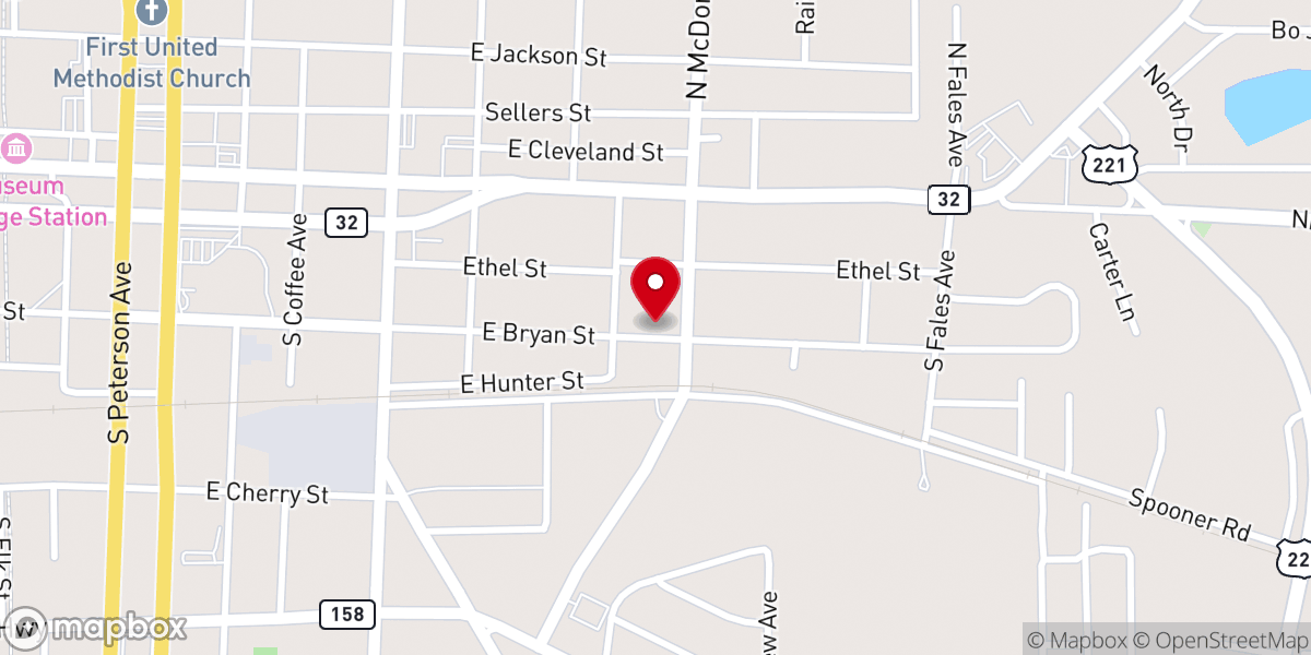 Map showing location of Church of God of Prophecy