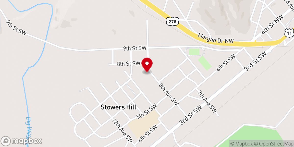 Map showing location of Reed Memorial Baptist Church