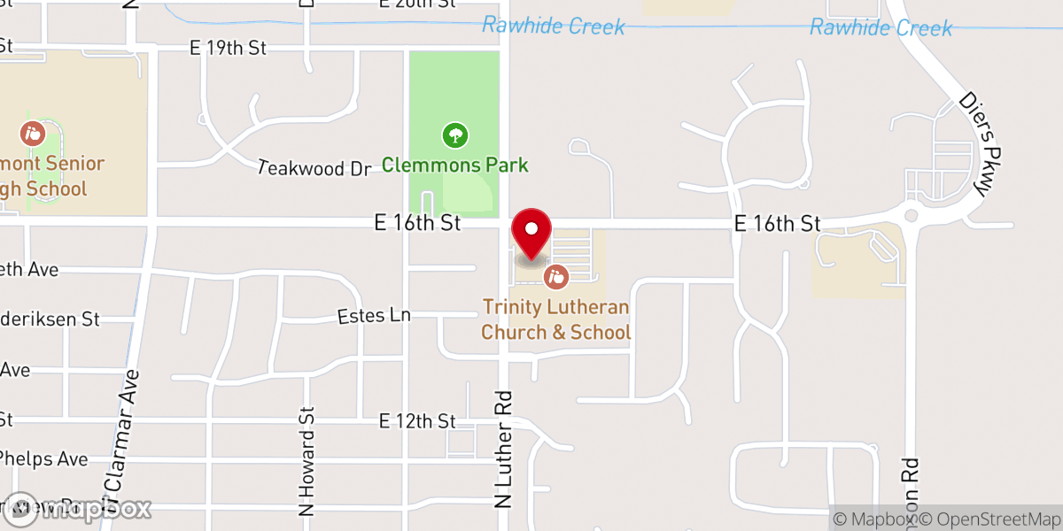 Map showing location of Trinity Lutheran School, Fremont