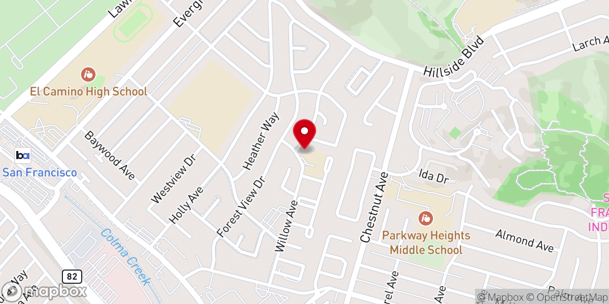 Map showing location of First Lutheran Church South San Francisco
