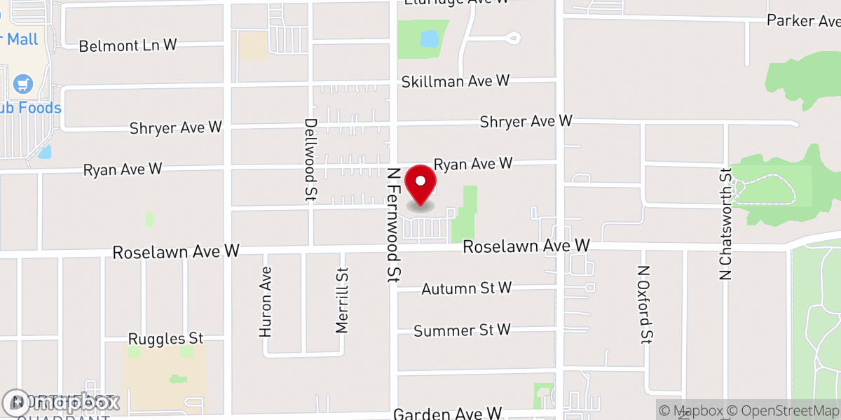 Map showing location of Roseville Lutheran Church (ELCA)