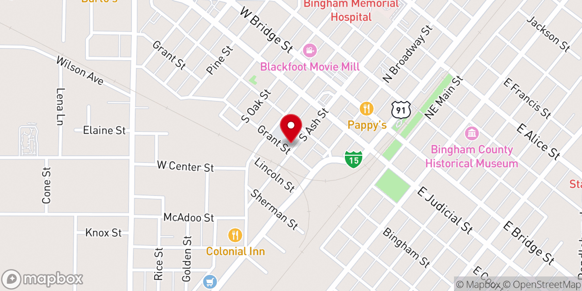 Map showing location of Glanbia Nutritionals- Blackfoot Facility