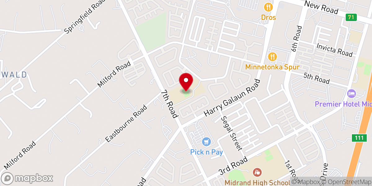 Map showing location of AFM Midrand Impact Christian Centre