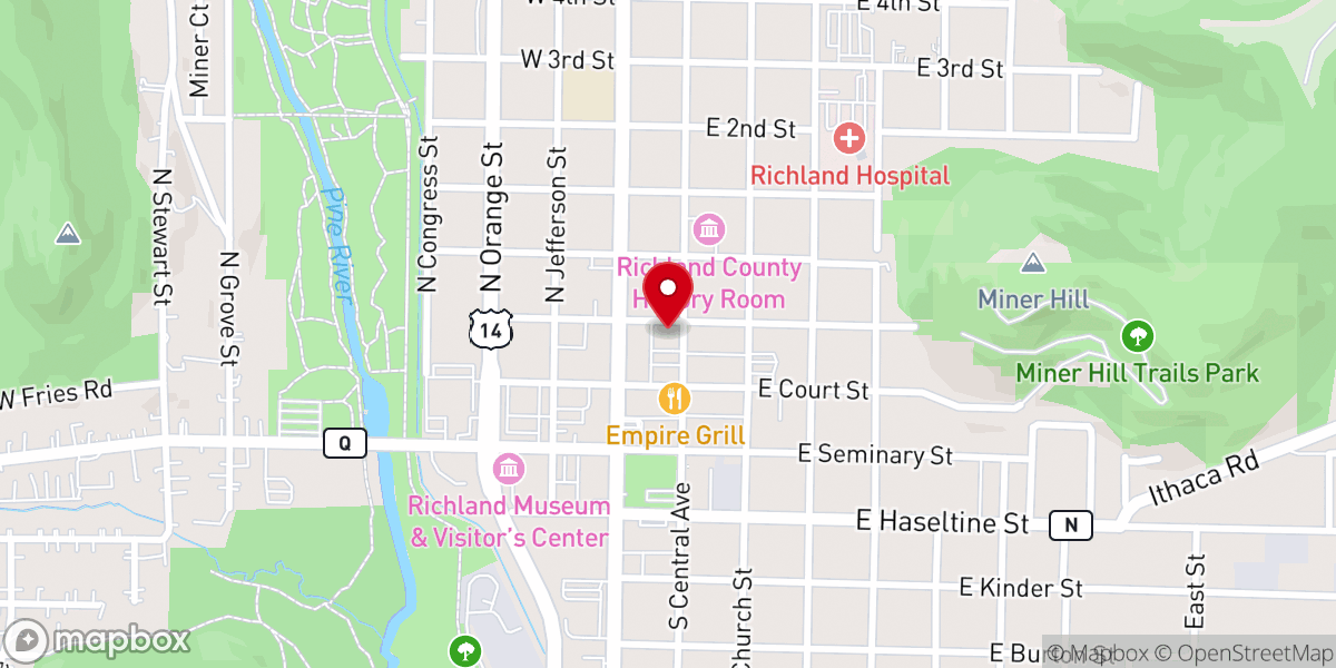 Map showing location of Richland Center Performing Arts Council