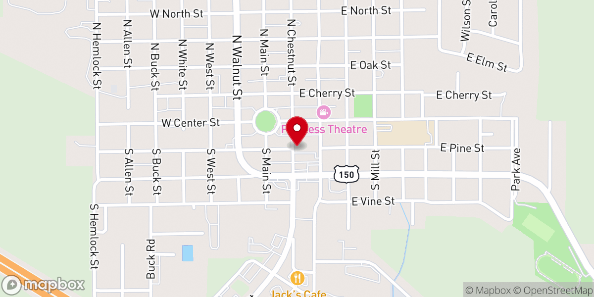 Map showing location of Le Roy Community Building