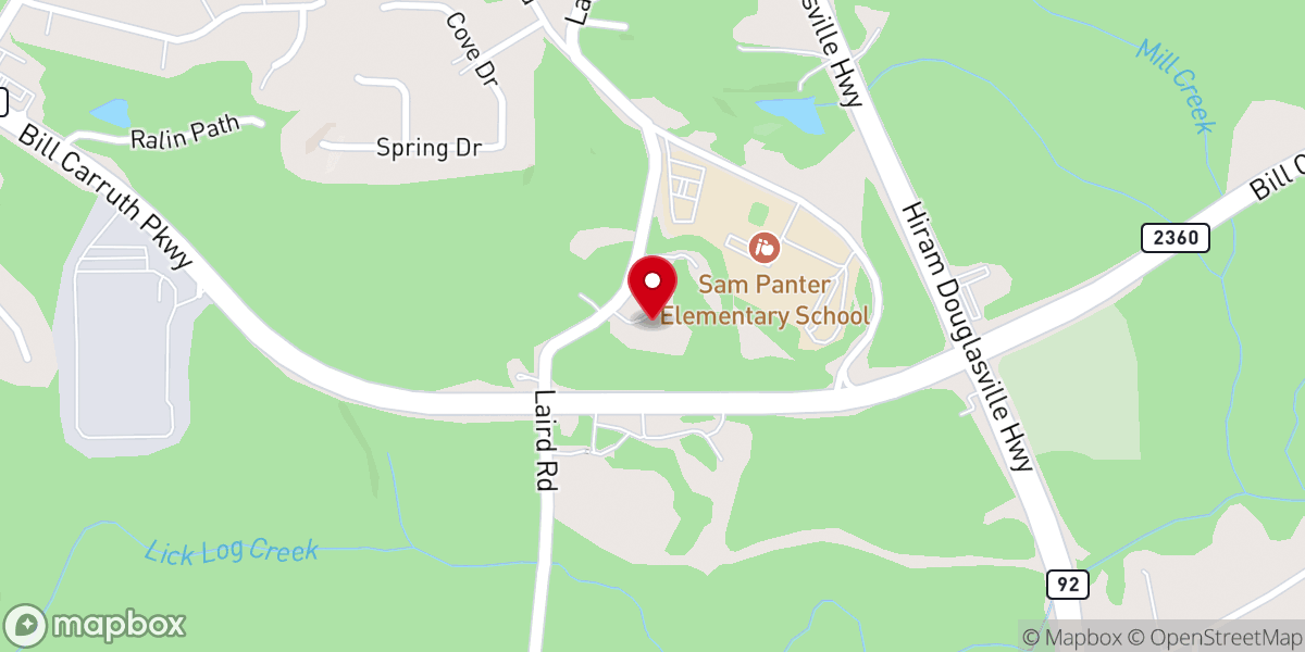 Map showing location of The Rock Church, Pentecostals of Paulding