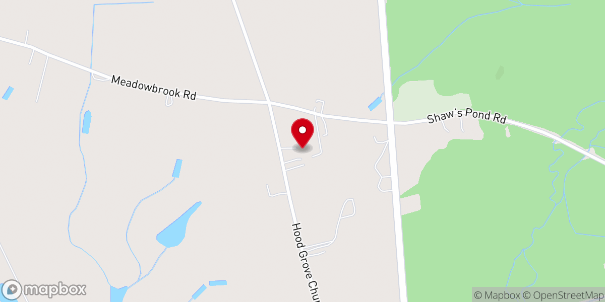 Map showing location of Hood's Grove Baptist Church