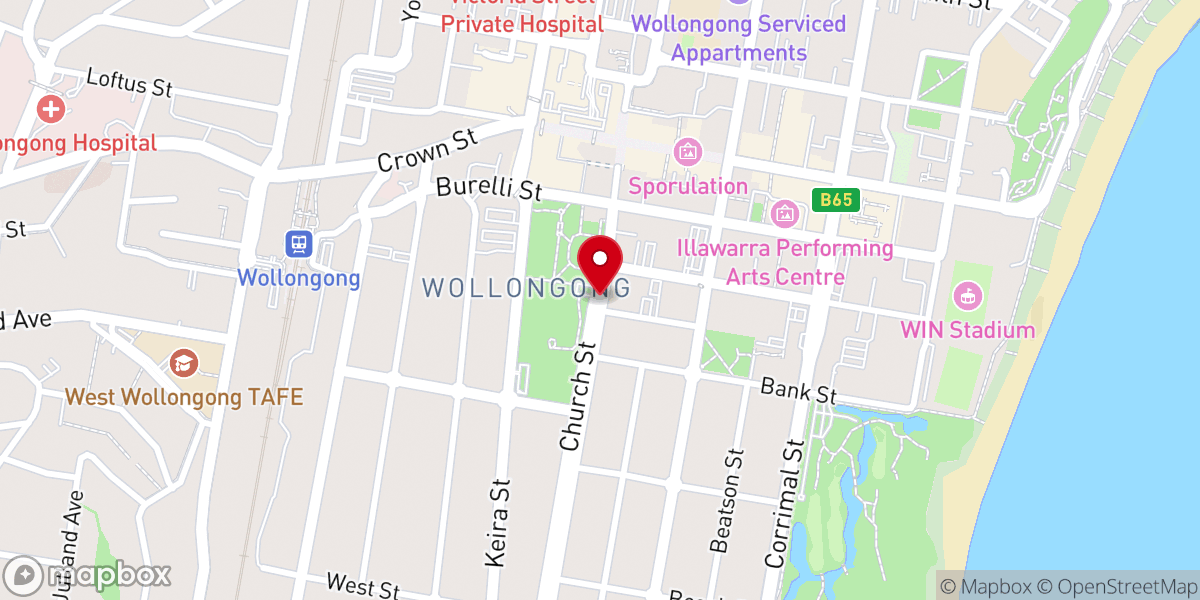 Map showing location of 115 Church St Parking
