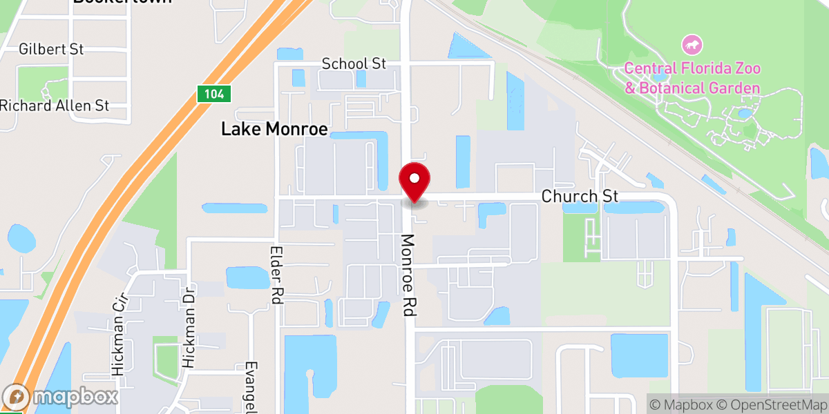 Map showing location of First Baptist Church Of Lake Monroe