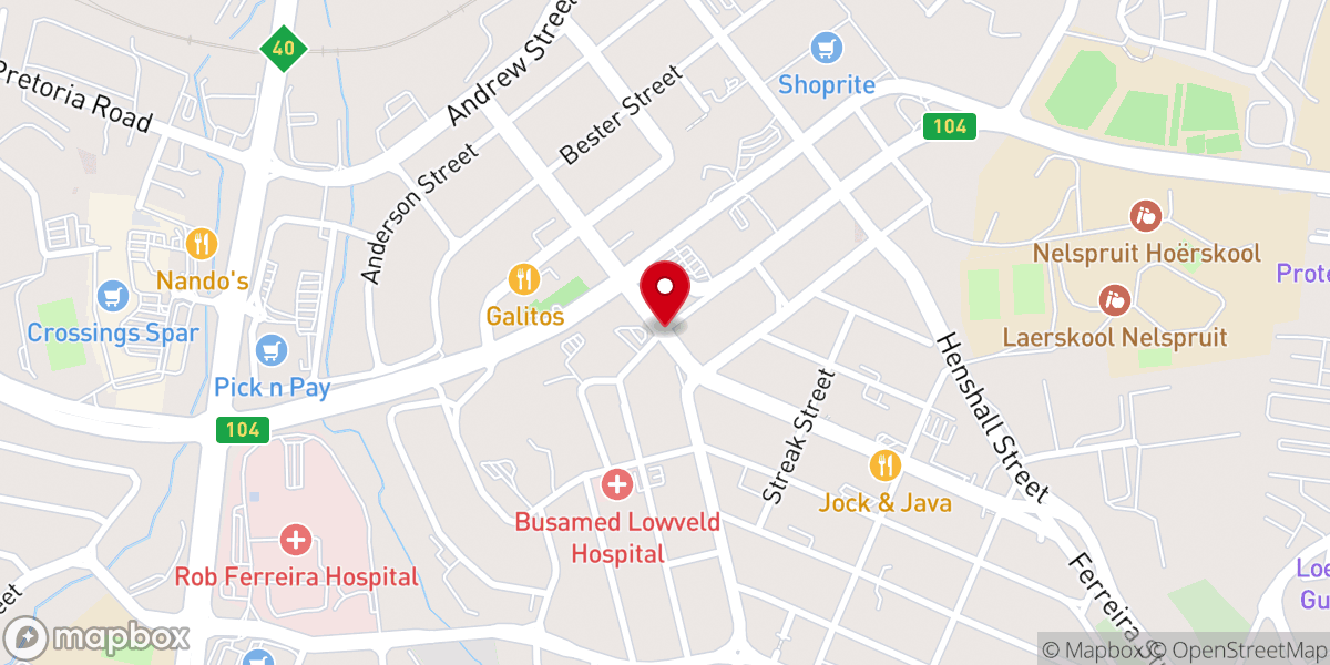 Map showing location of NG Kerk Nelspruit