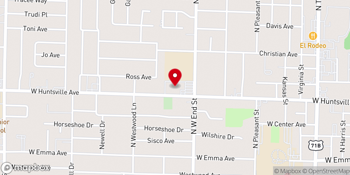 Map showing location of Elmdale Baptist Church