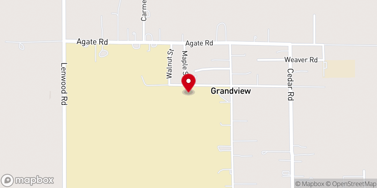 Map showing location of Grandview Baptist Church