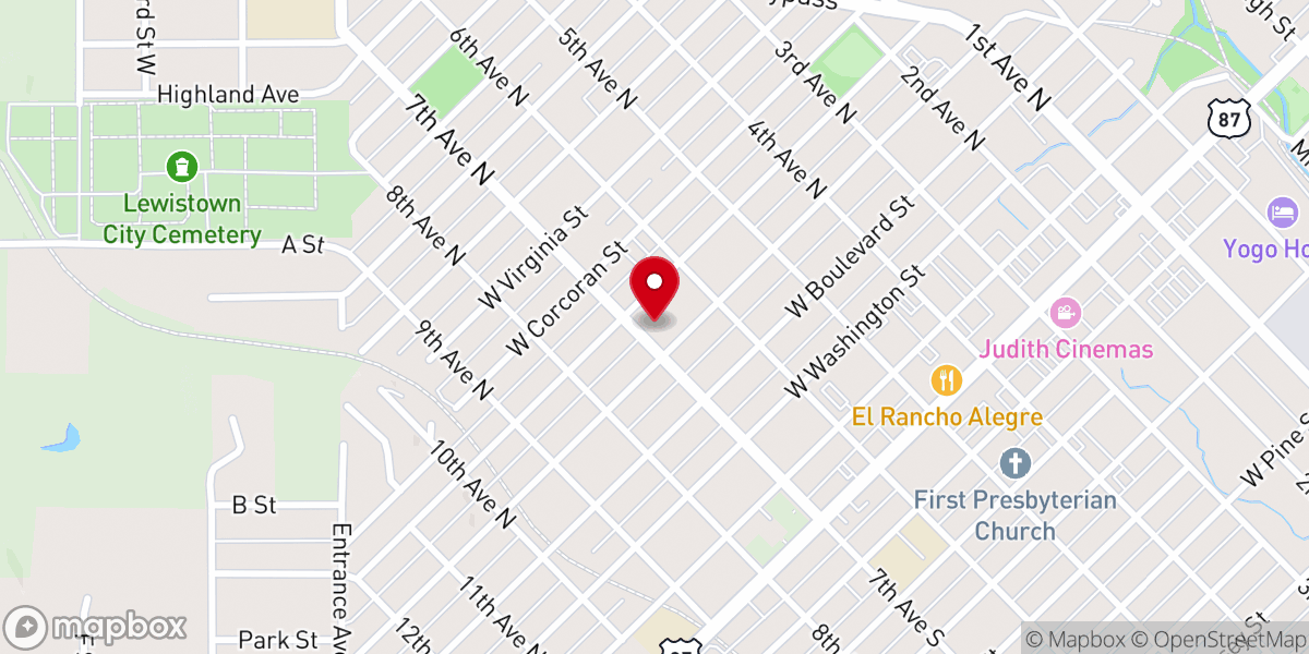 Map showing location of Assembly of God Church