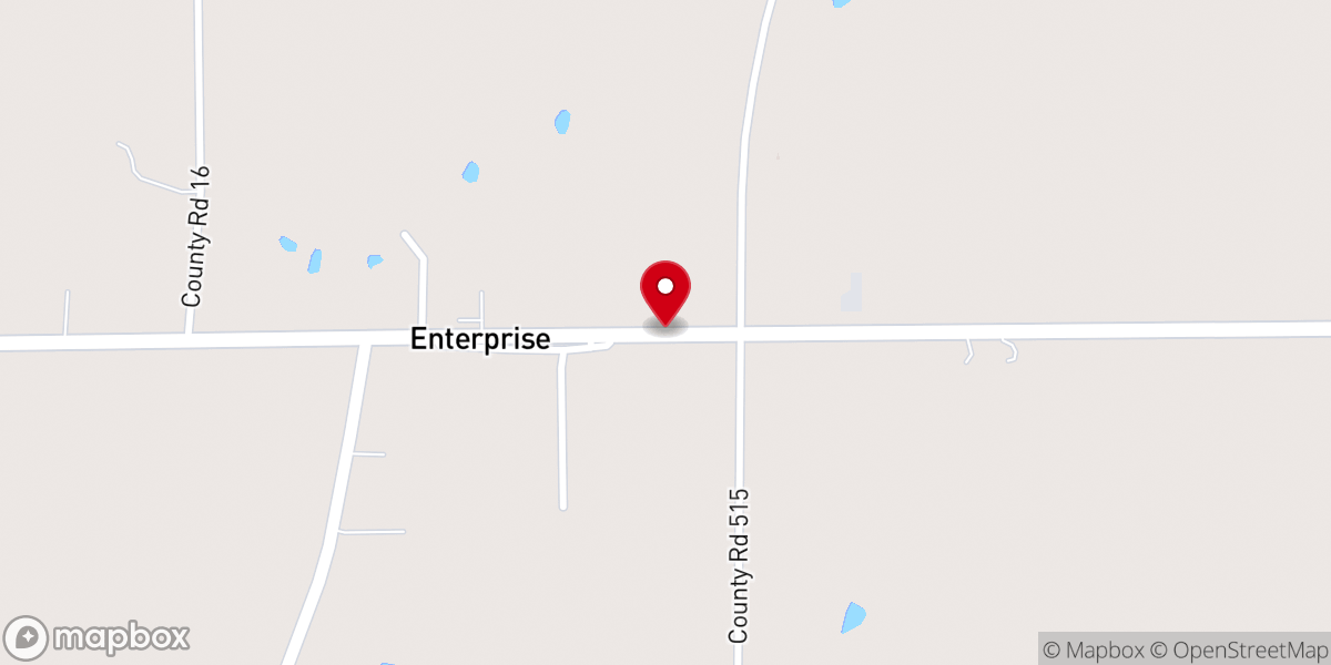 Map showing location of Enterprise Baptist Church