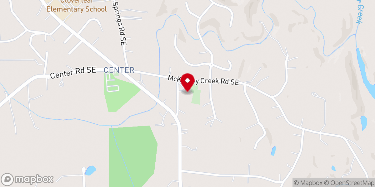 Map showing location of Center Baptist Church