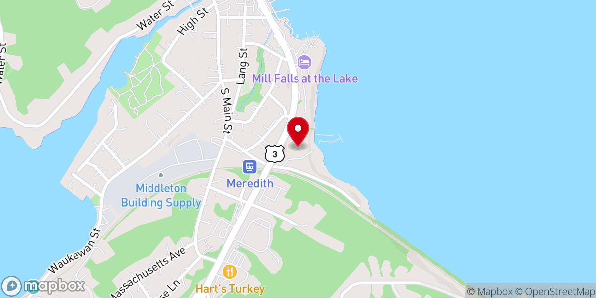 Map showing location of Meredith Marina & Boating Center