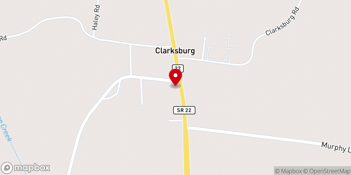 Map showing location of Clarksburg Missionary Baptist