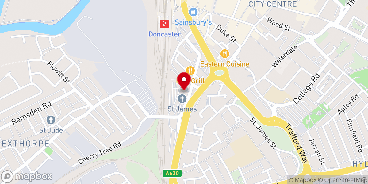 Map showing location of St James' Church Hall
