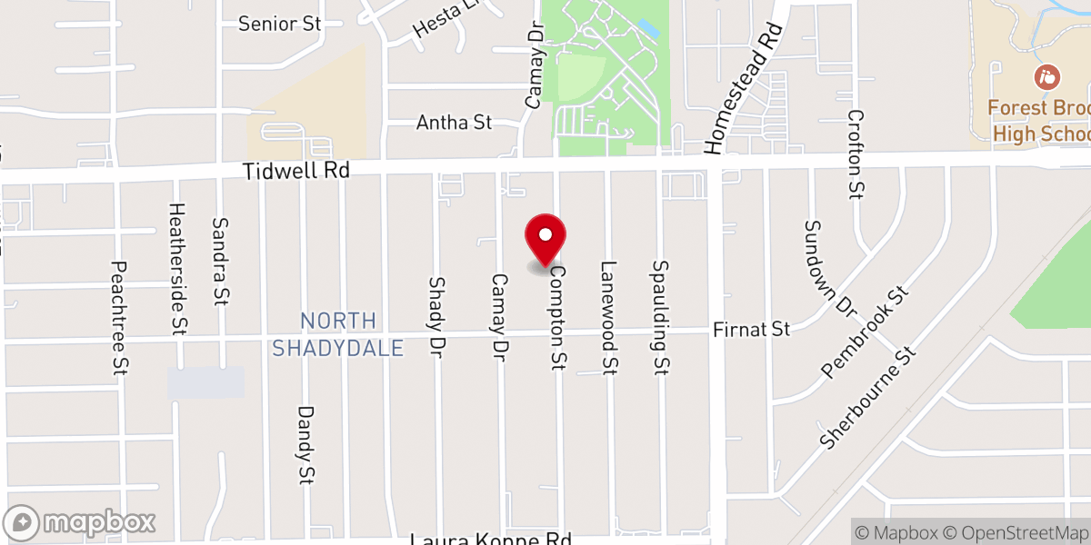 Map showing location of Church Of God In Christ Texas South Central Headquarters