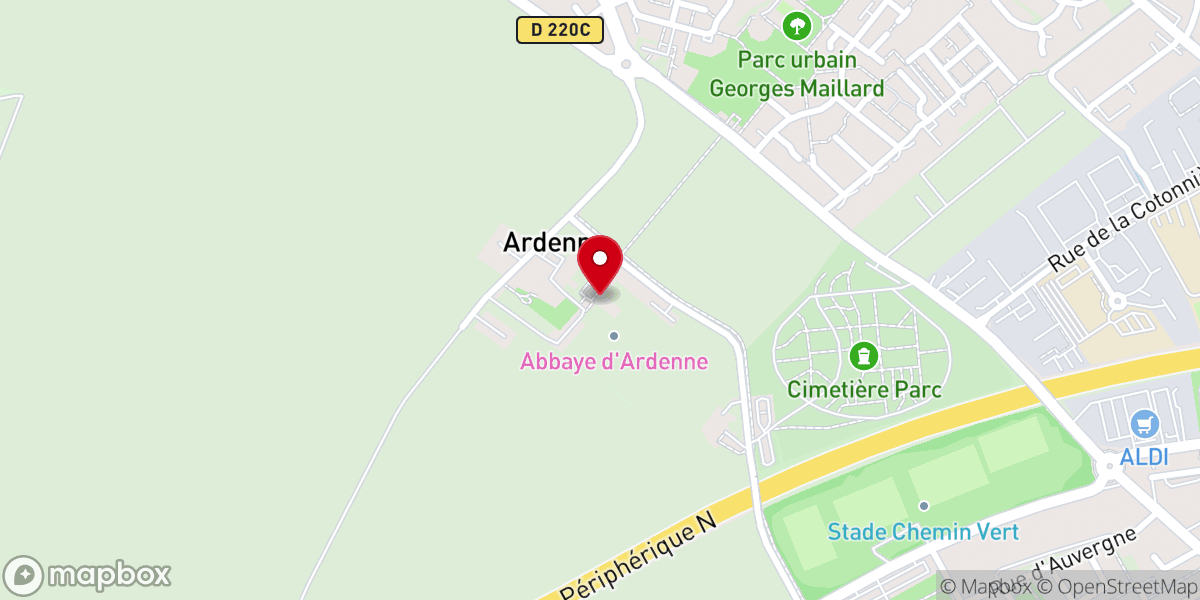 Map showing location of Abbaye d'Ardenne