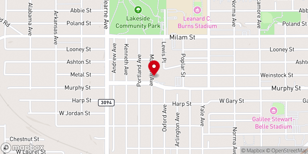 Map showing location of Faith Tabernacle Revival Center