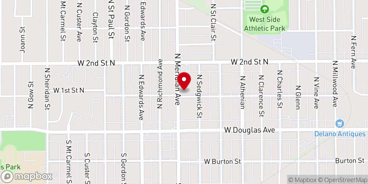 Map showing location of Meridian Avenue Baptist Church