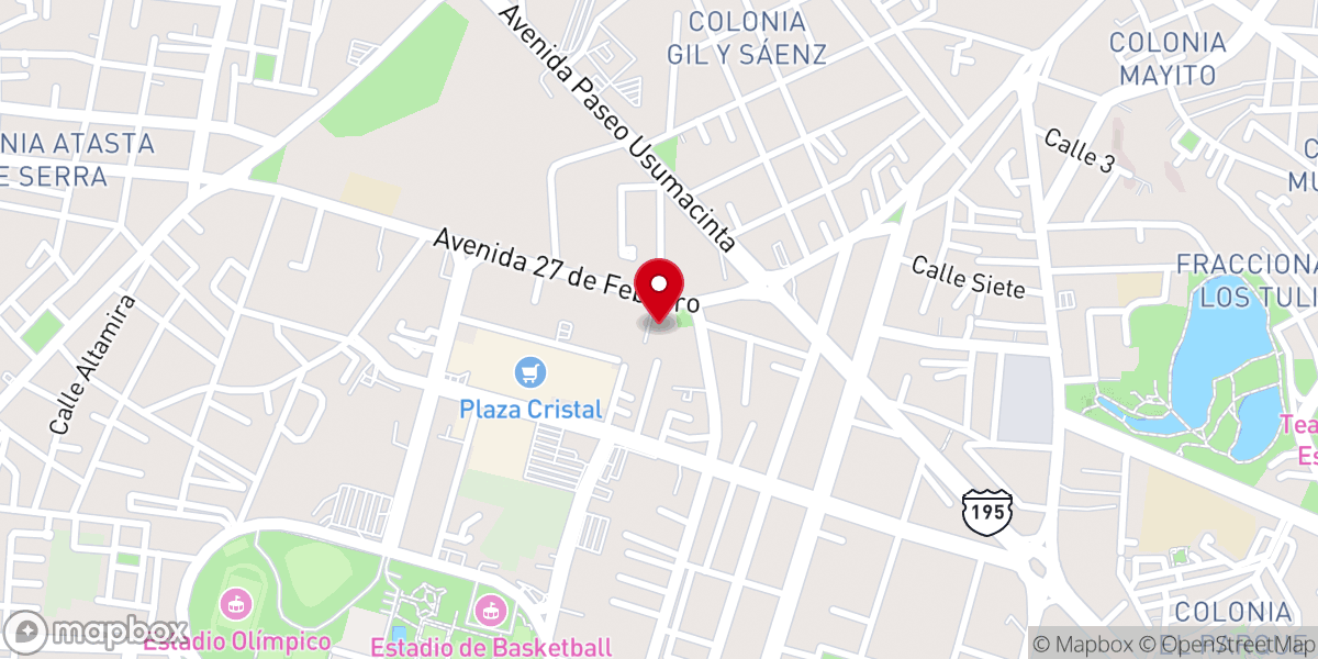Map showing location of Templo de Villahermosa, México