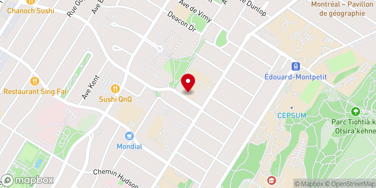 Map showing location of Hellenic Community of Greater Montreal
