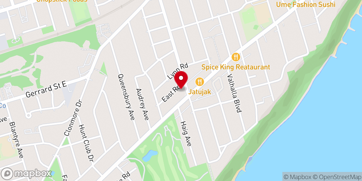 Map showing location of Birchcliff Bluffs United Church