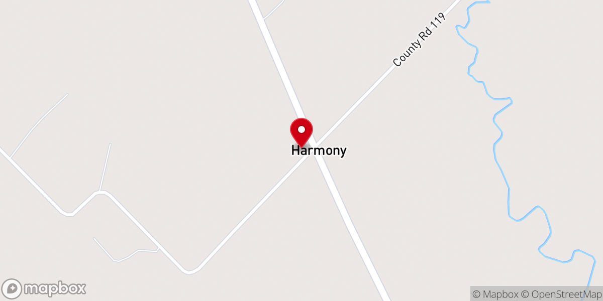 Map showing location of Harmony Baptist Church
