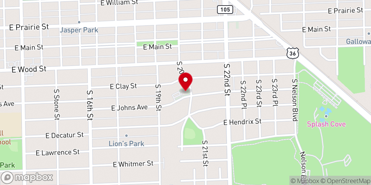Map showing location of Trinity Lutheran Church