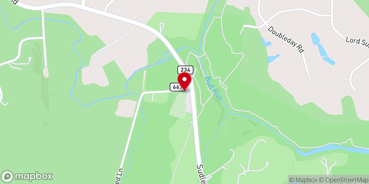 Map showing location of Sudley United Methodist Church