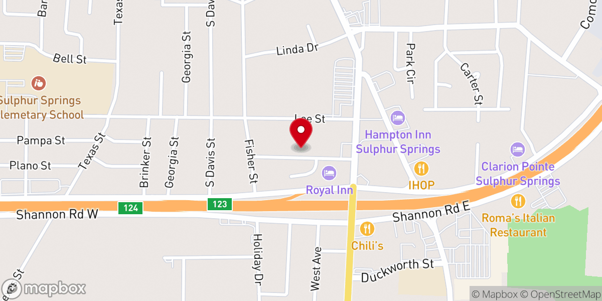 Map showing location of Olive Branch Baptist Church